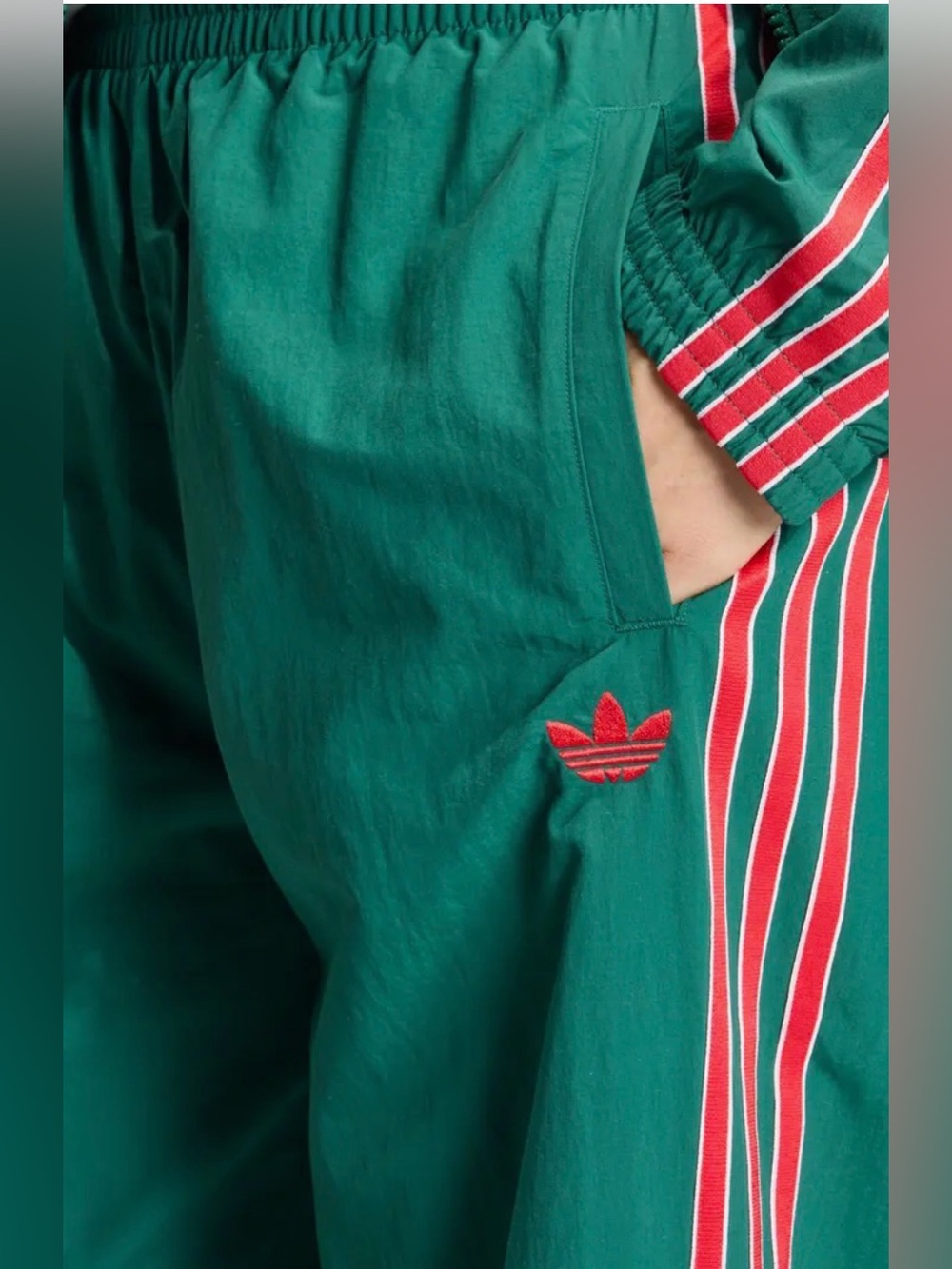 Adidas Originals Women’s SST Woven Track Pants Green/Red KC6517 - Picture 10 of 10